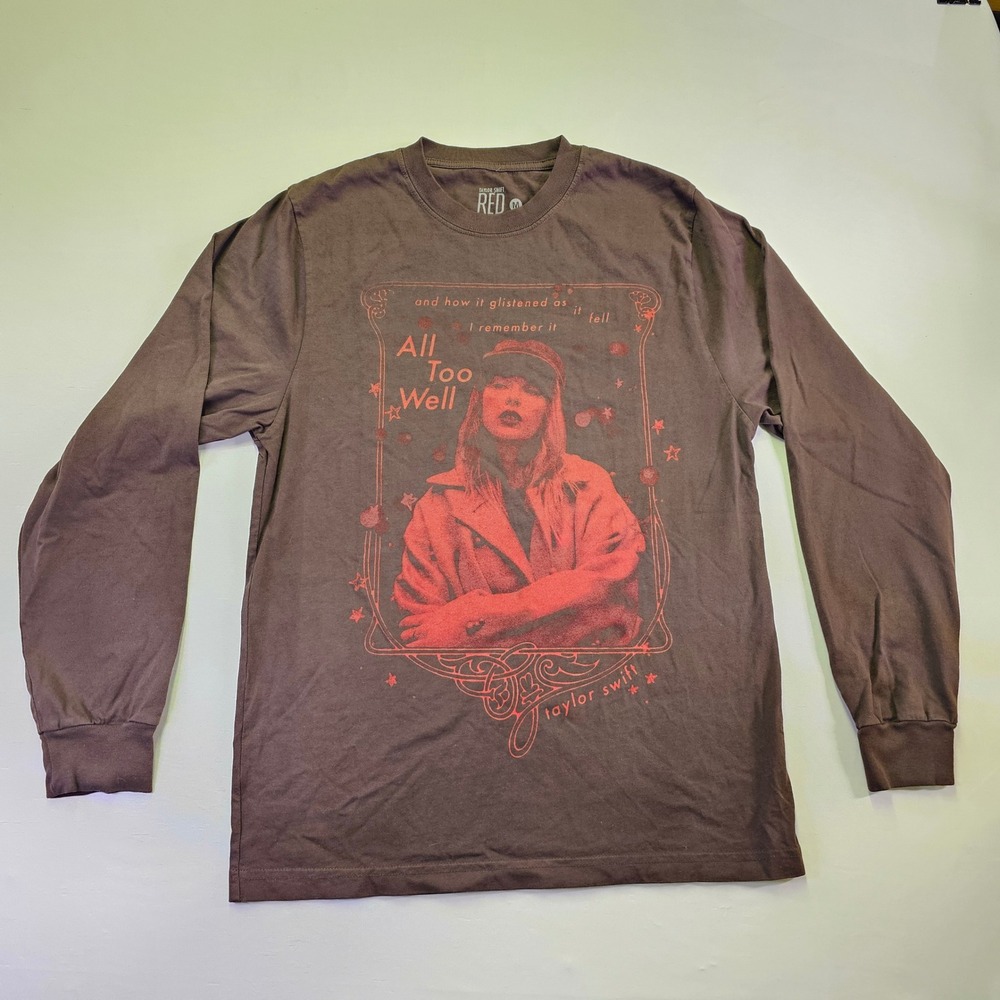 Taylor Swift Red Taylors Version All Too Well T-Shirt Brown Medium like new